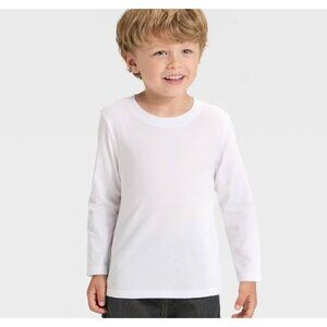 NEW Cat & Jack Toddler Boys White Long-Sleeve T-Shirt 3T Cotton Blend